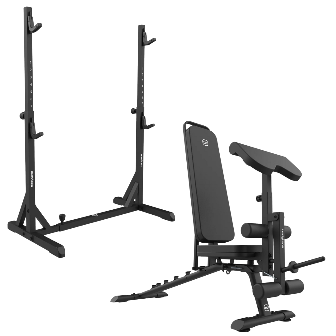 Active Strength Banco Multifunción + Soporte de musculación regulable (HBC03+HBC08) Bodytone
