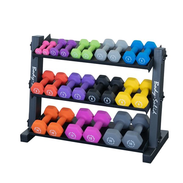 Body-Solid 3-Tier Vinyl/Neoprene Dumbbell Rack