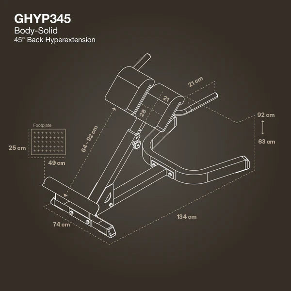 HIPEREXTENSION DE ESPALDA DE 45º DE BODY-SOLID GHYP345B