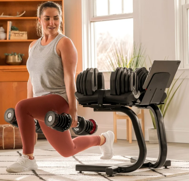 Soporte de mancuernas con rack de entretenimiento - Bowflex