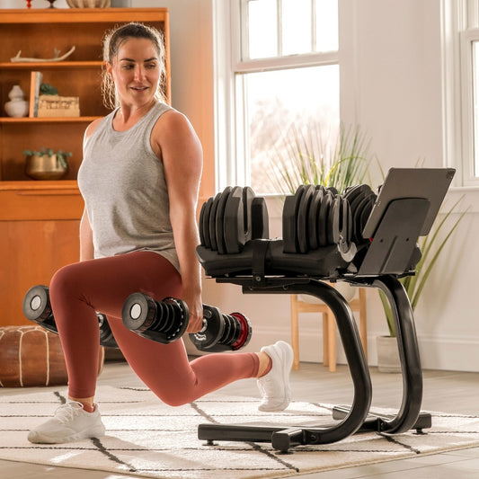 Soporte de mancuernas con rack de entretenimiento - Bowflex