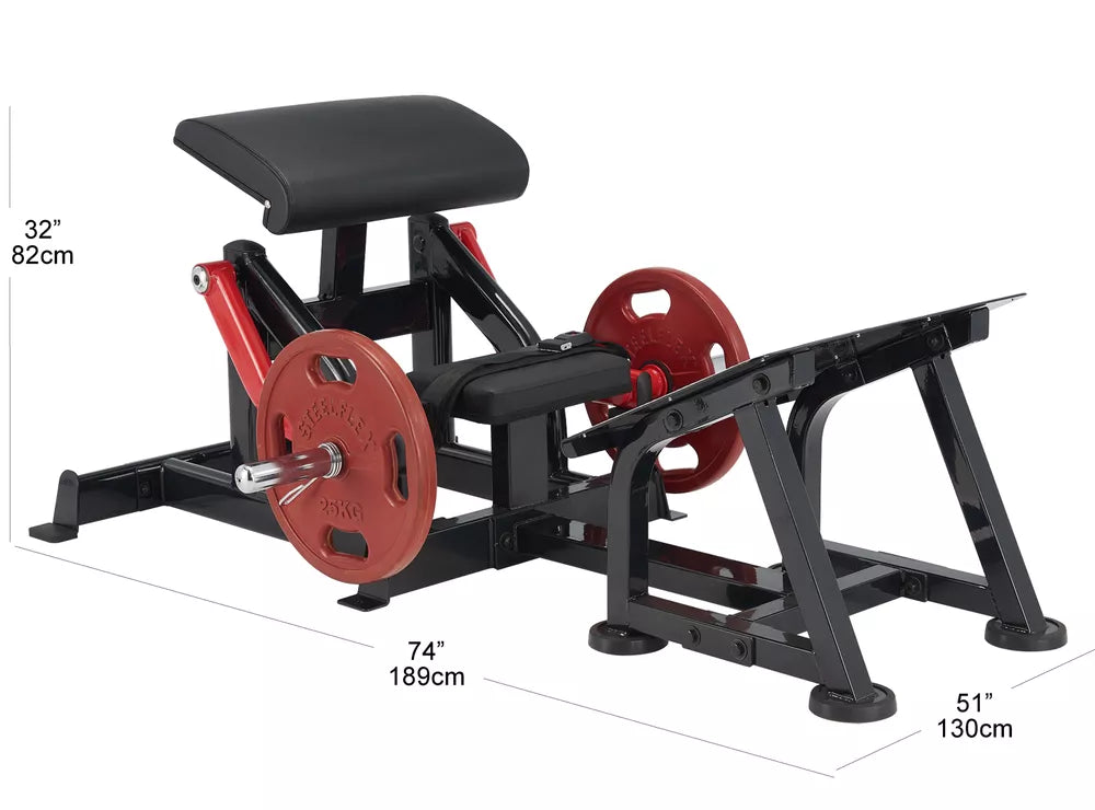 Dimensiones de Levantamiento de cadera con carga de placas PLHT-BR Steelflex