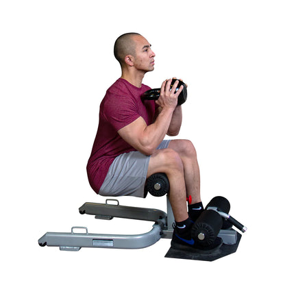 Banco de sentadillas ajustable de Body-solid, vista general lateral, posibles ejercicios